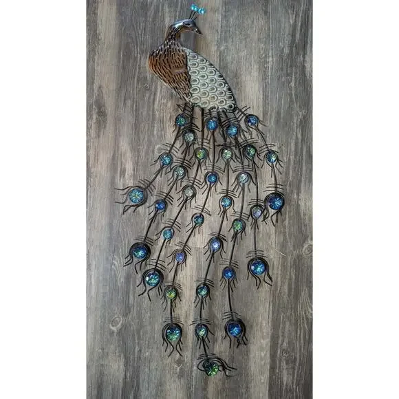 Large Hobby Lobby Art Copper Colored Metal Peacock Bird Wall Art Decor 33.5